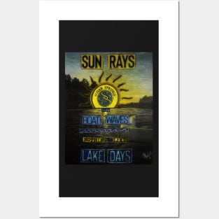 Sun Rays Boat Waves Lake Days Posters and Art